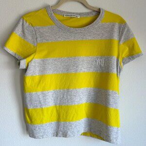 Alexander Wang Striped Yellow and Gray T-Shirt